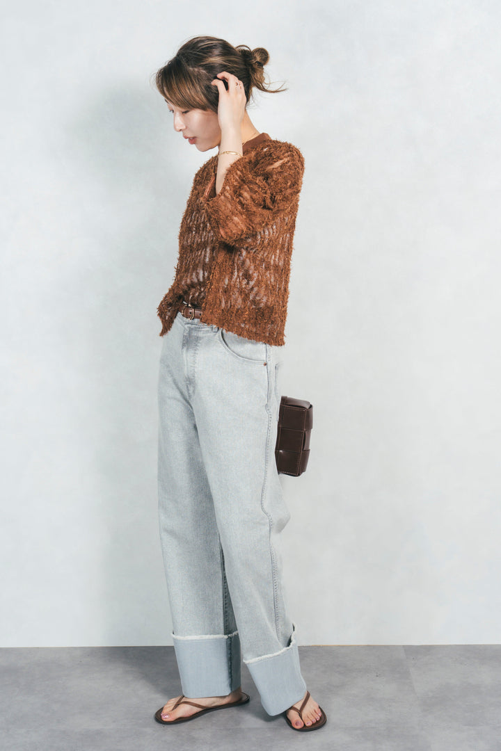 シアーフリンジトップス (BROWN)