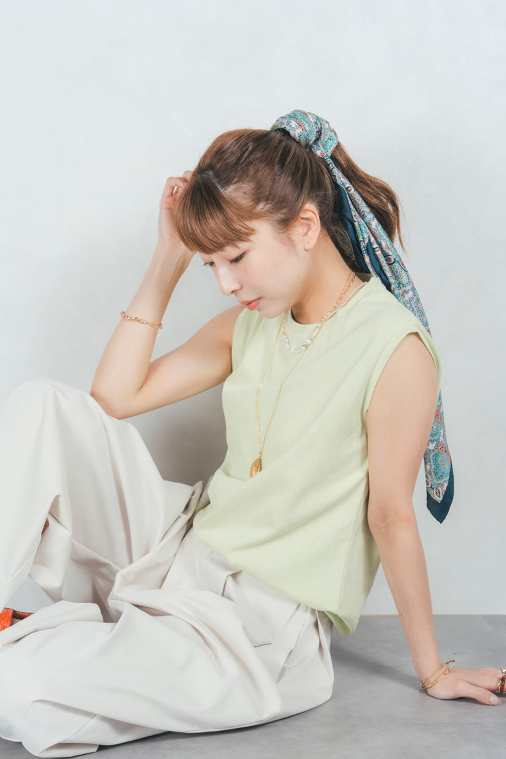 USAコットンスリーブレストップス (LIGHT GREEN)
