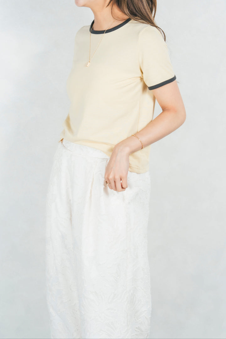 キャミ付きリンガーTシャツ (YELLOW x GREY)