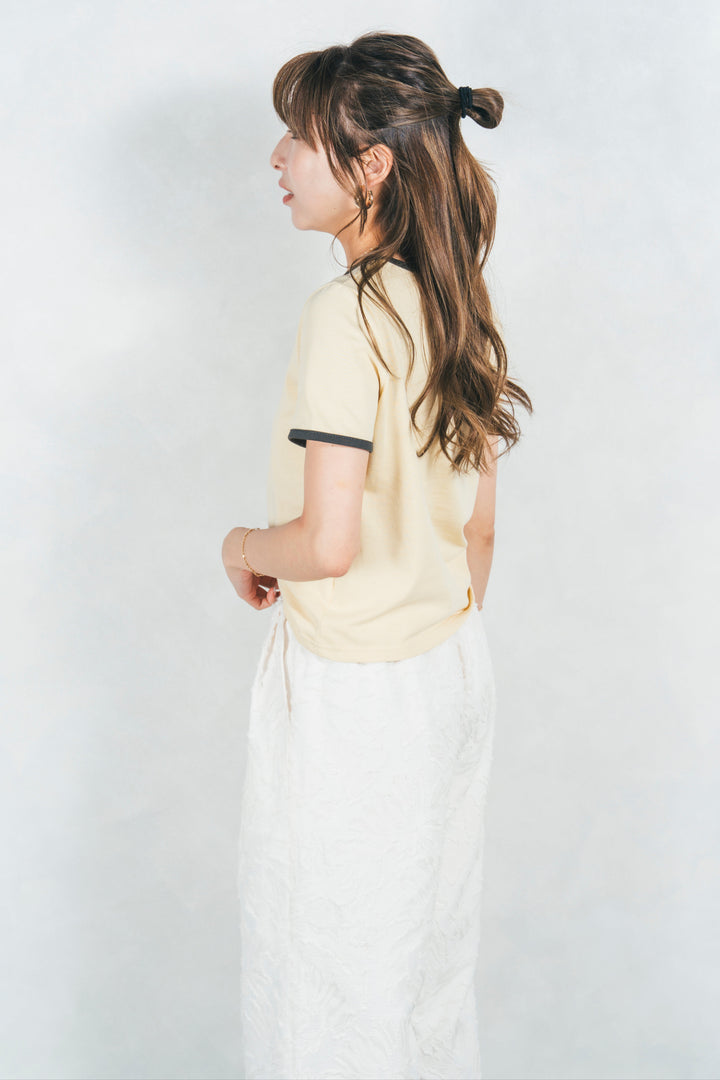 キャミ付きリンガーTシャツ (YELLOW x GREY)