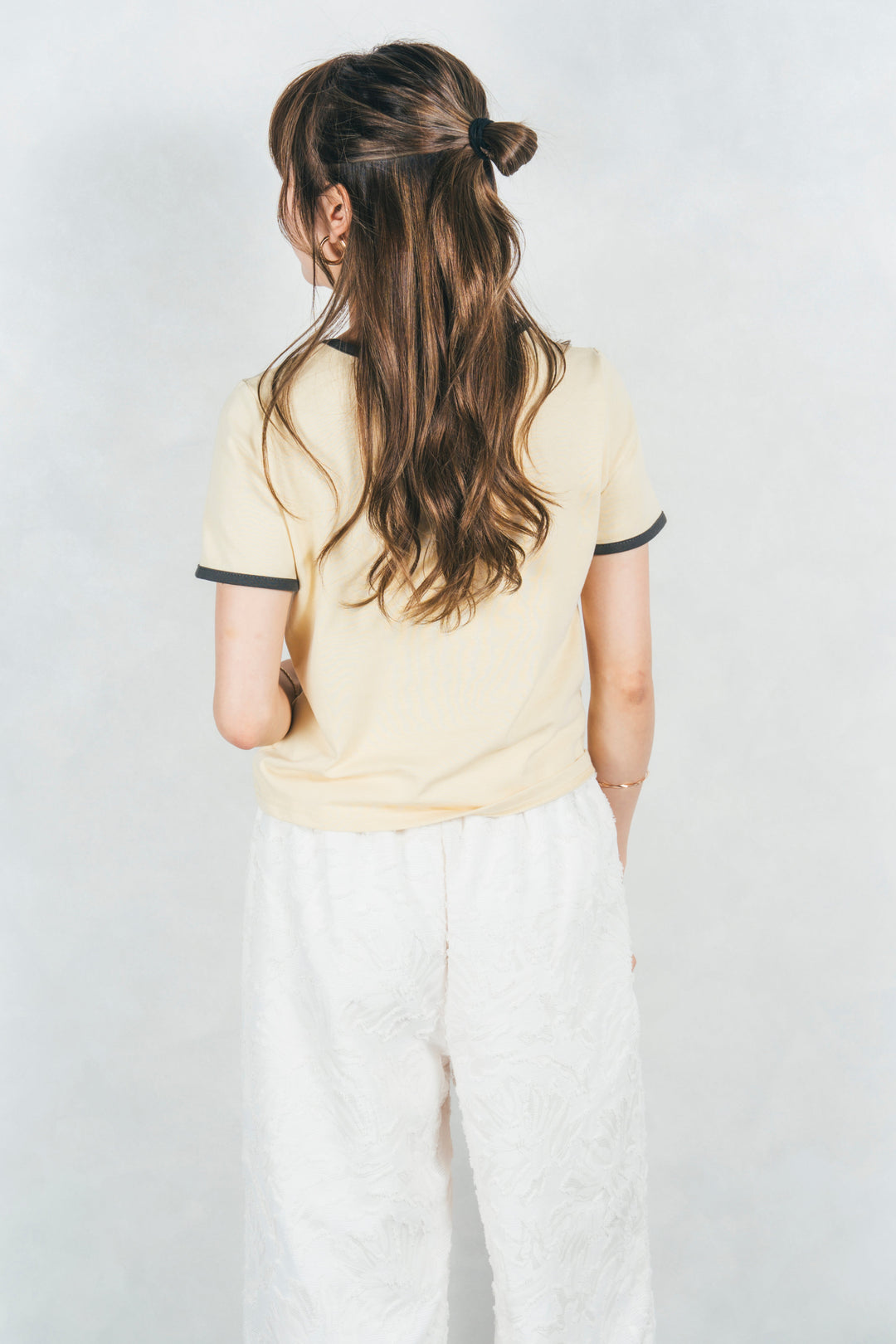 キャミ付きリンガーTシャツ (YELLOW x GREY)