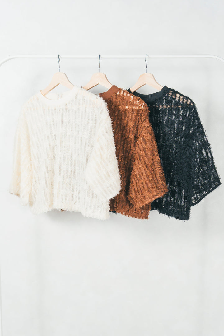 シアーフリンジトップス (BROWN)