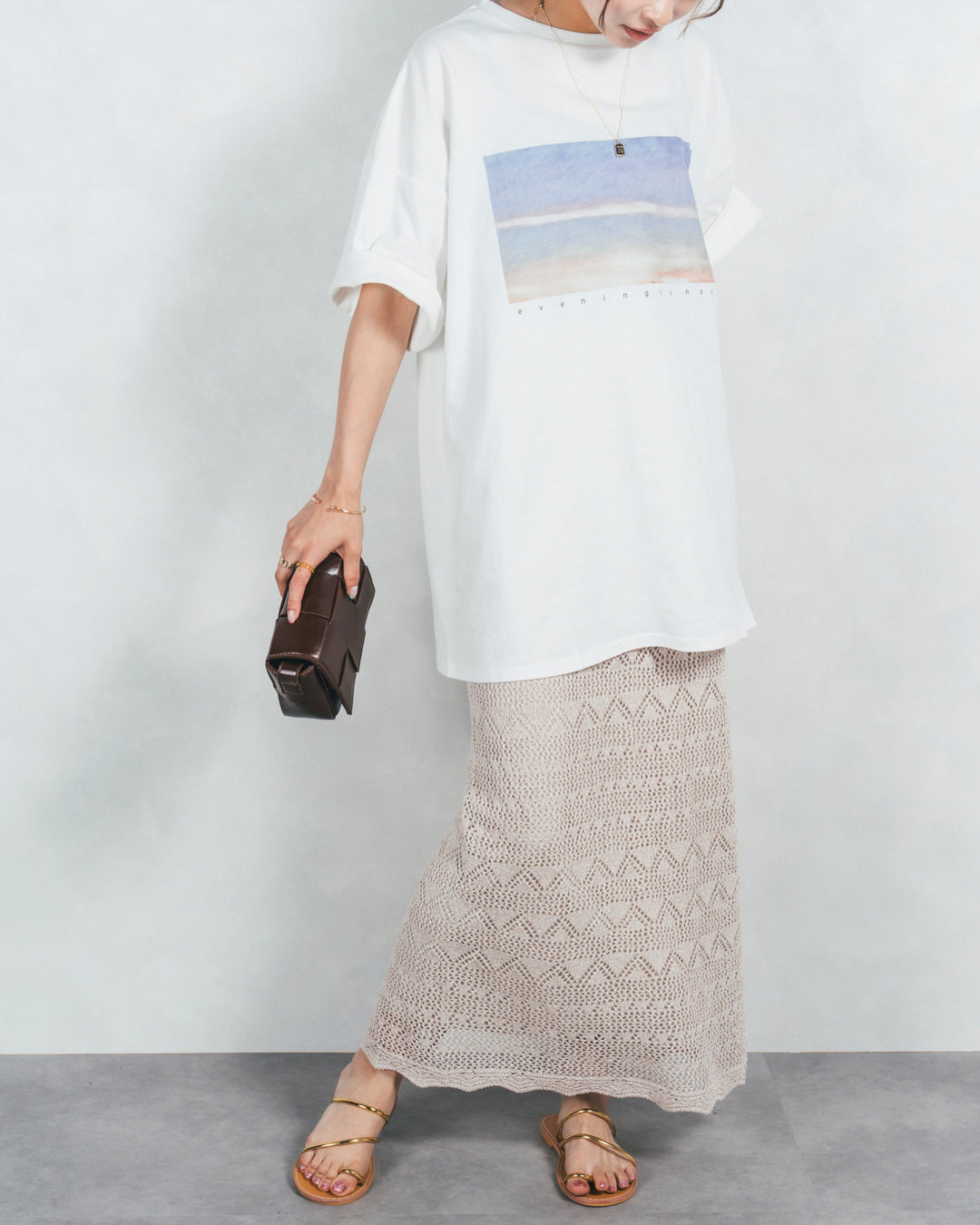 バックスリットレースニットスカート(BEIGE)