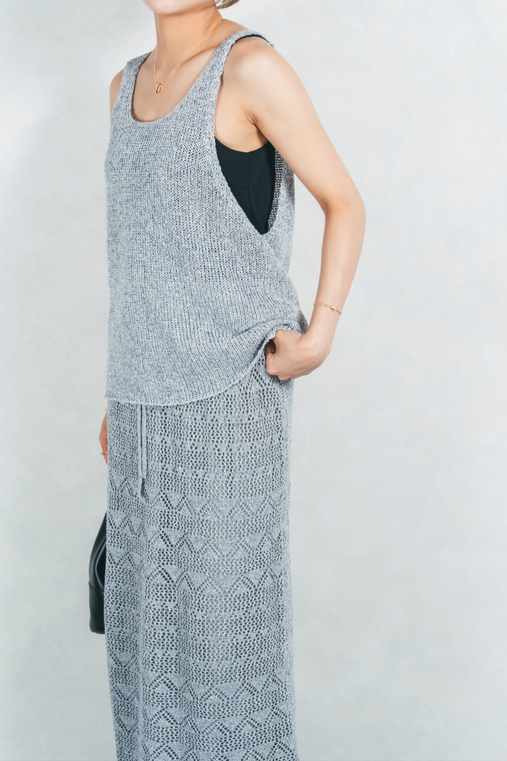 バックスリットレースニットスカート (GRAY)