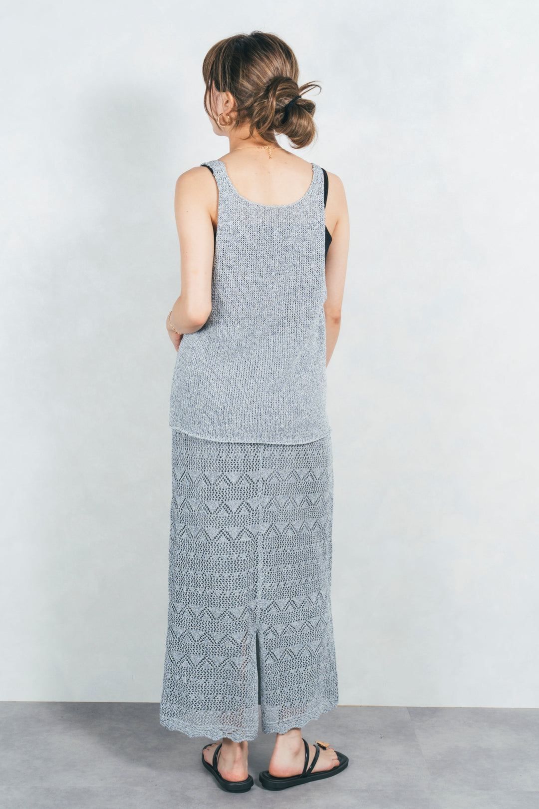 バックスリットレースニットスカート (GRAY)