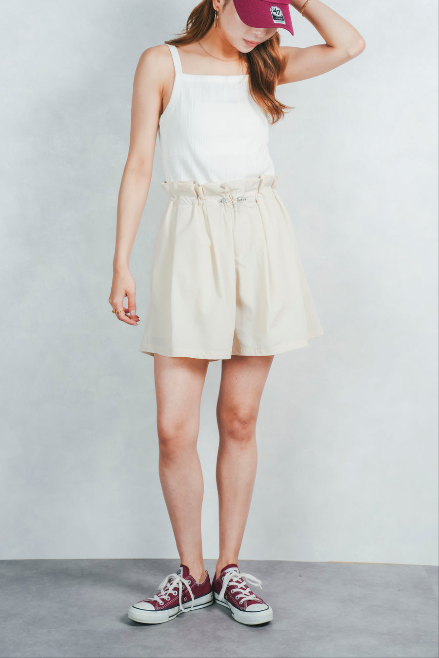 ウエストギャザーショートパンツ(OFF WHITE)