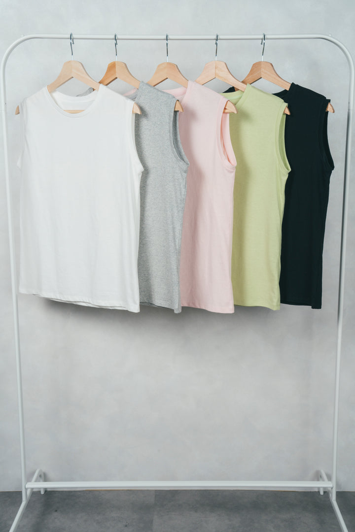［SET］USAコットンスリーブレストップス+シーサイドキャミワンピ