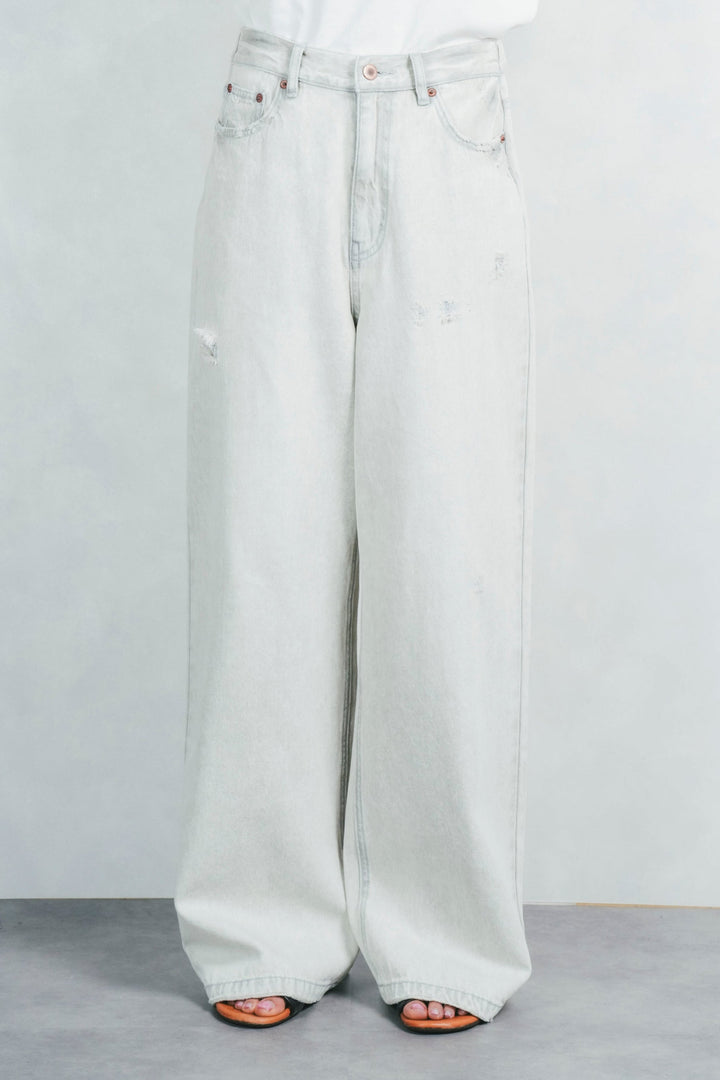 ハイウエストワイドイージーデニム(GREY)
