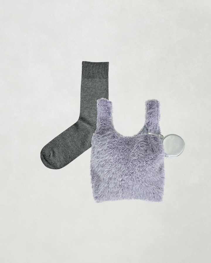 ［SET］ポーチ付Fairyファーバッグ+Cozyアンゴラ混ソックス（2SET）