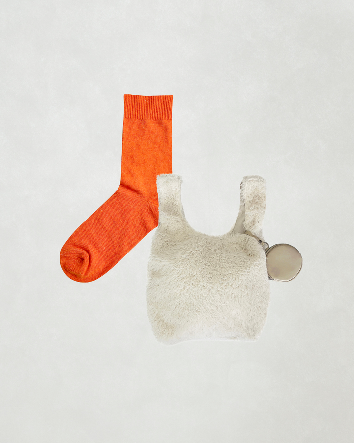 ［SET］ポーチ付Fairyファーバッグ+Cozyアンゴラ混ソックス（2SET）