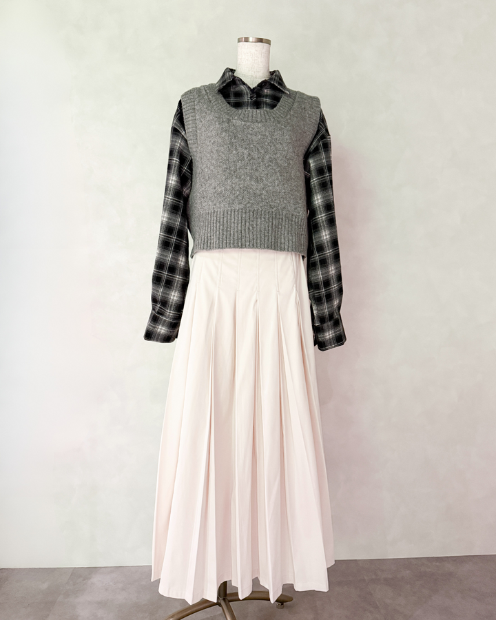 Cloudyメランジクロップドベスト (GRAY)