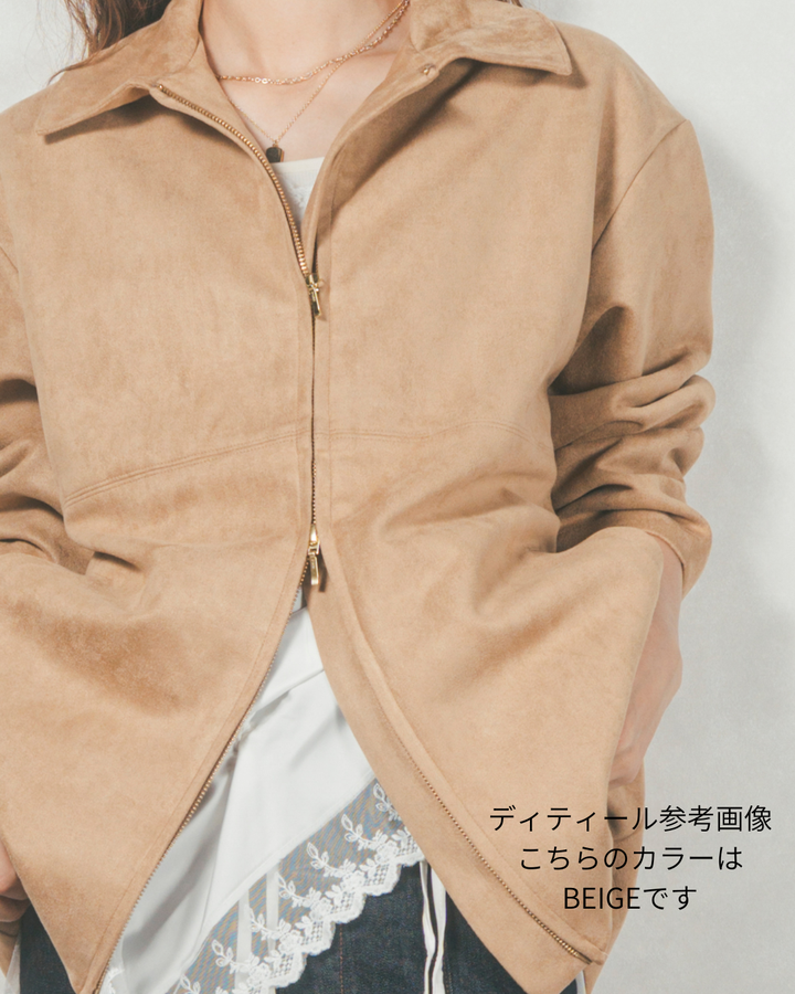 ［SET］スゥエードライクジップブルゾン+センターシーム リラックスワイドデニム（2SET）