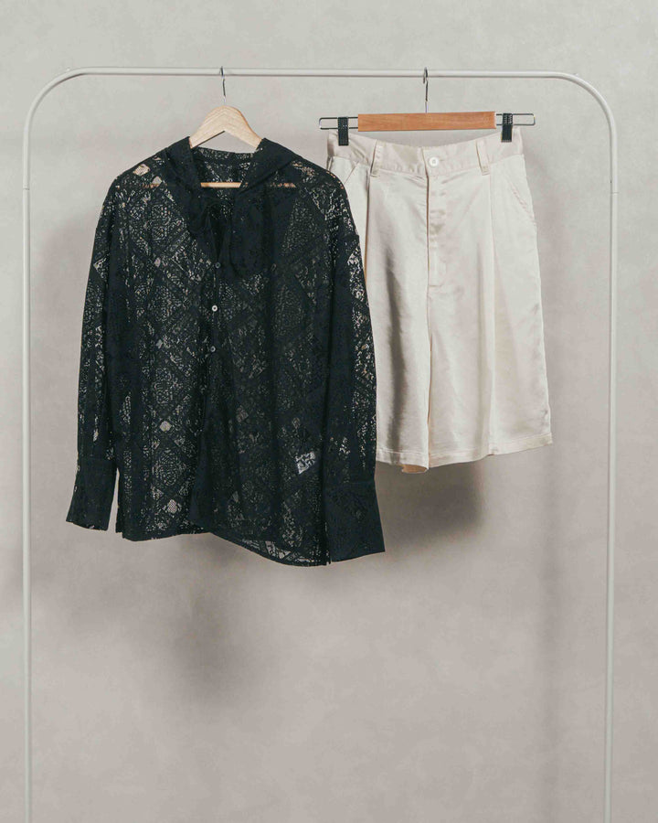 ［SET］Blockレース　フーディーブラウス + Vintageサテンハーフパンツ（2SET）