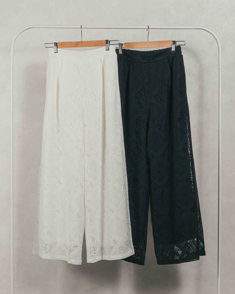 ［SET］Clear Sheer オーバーシャツ + Blockレース　ストレートパンツ（2SET）