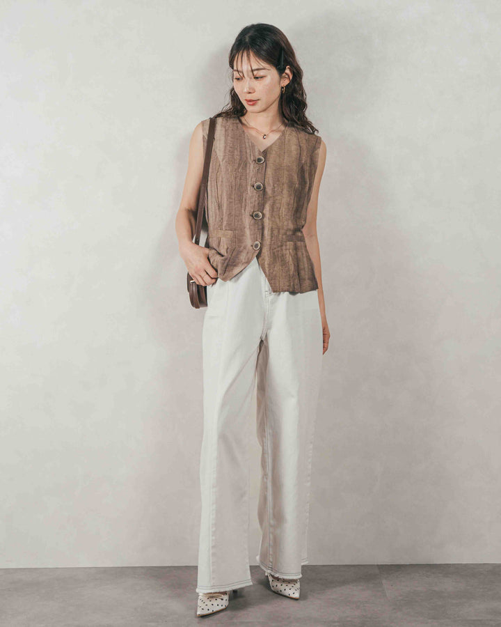 10oz ニュアンスバイカラー リラックスワイドデニム