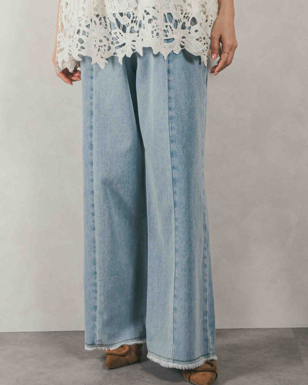 10oz ニュアンスバイカラー リラックスワイドデニム