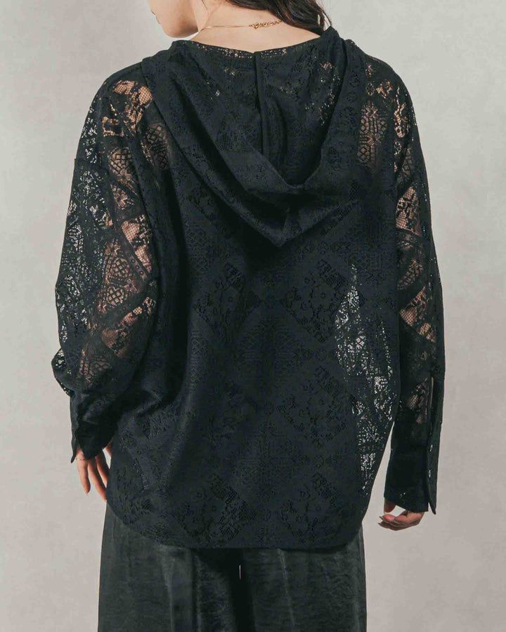 ［SET］Blockレース フーディーブラウス + Blockレース ストレートパンツ（2SET）