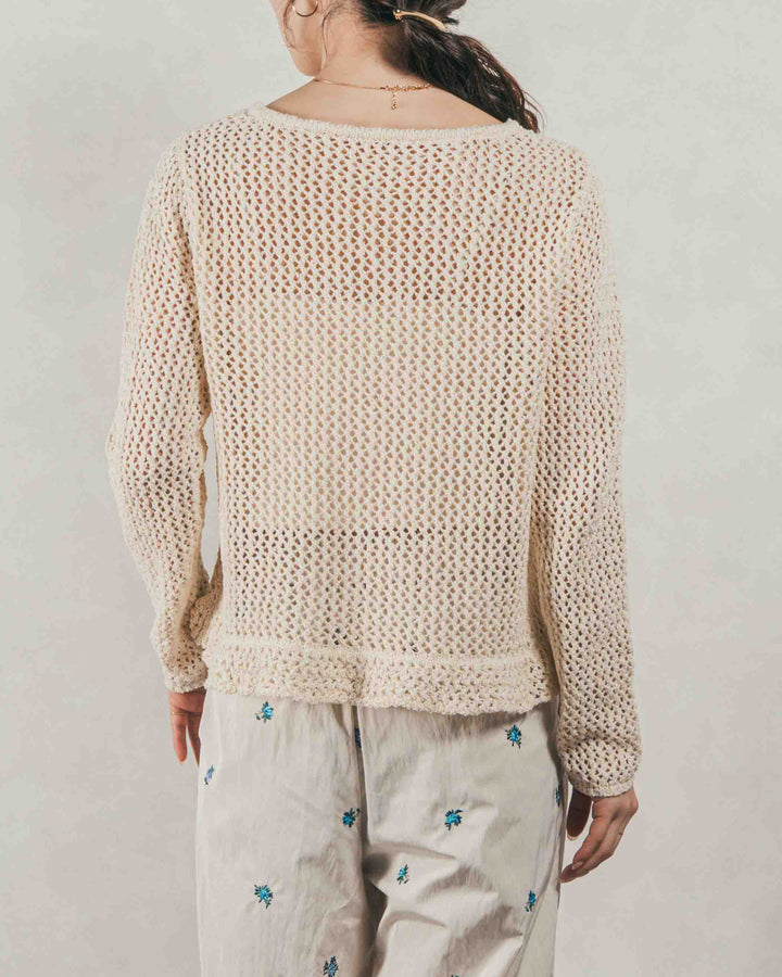 ［SET］Mixメッシュ Vネックカーデ + Flower刺繍　タックパンツ（2SET）