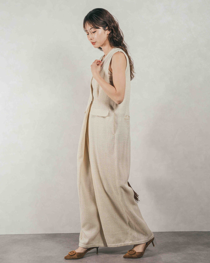 デニムライク へリンボーンサロペット