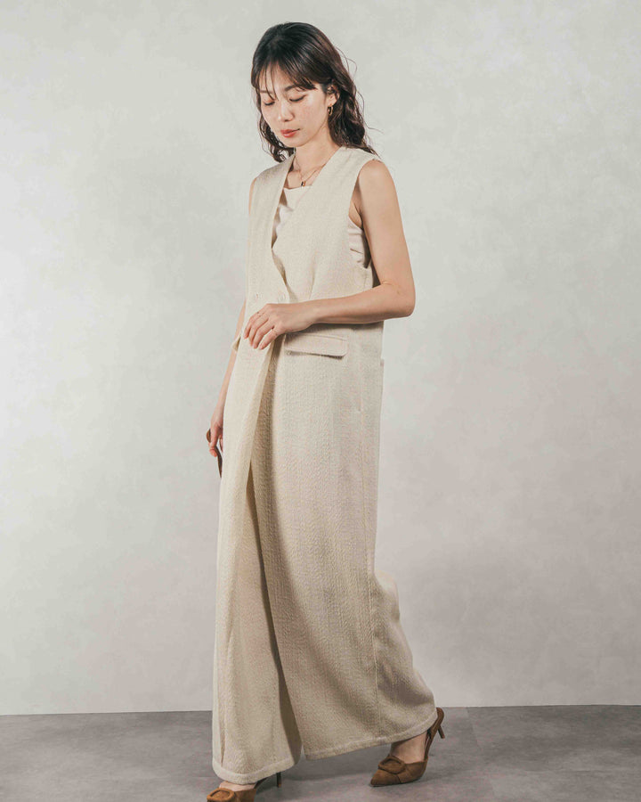 デニムライク へリンボーンサロペット