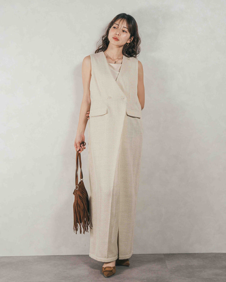 デニムライク へリンボーンサロペット