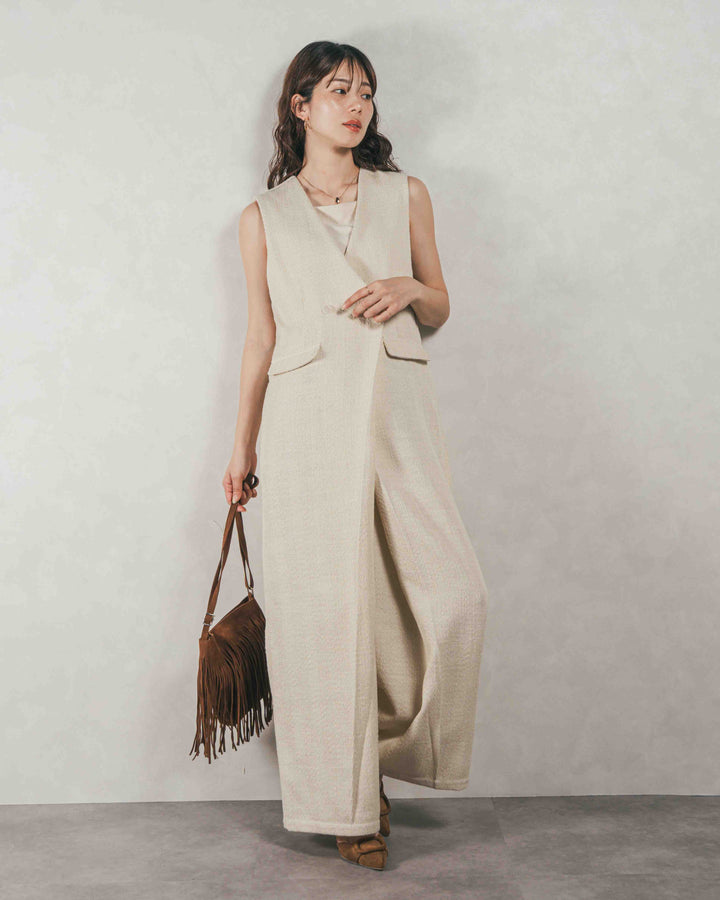 デニムライク へリンボーンサロペット