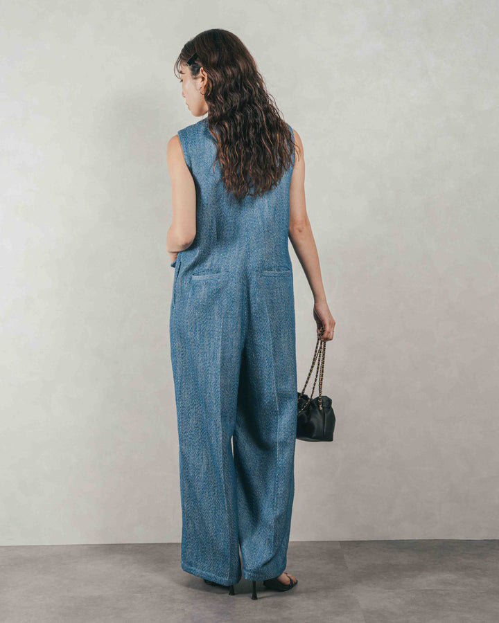 デニムライク へリンボーンサロペット