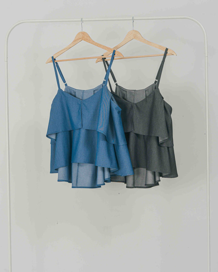 デニムライク　ティアードキャミ