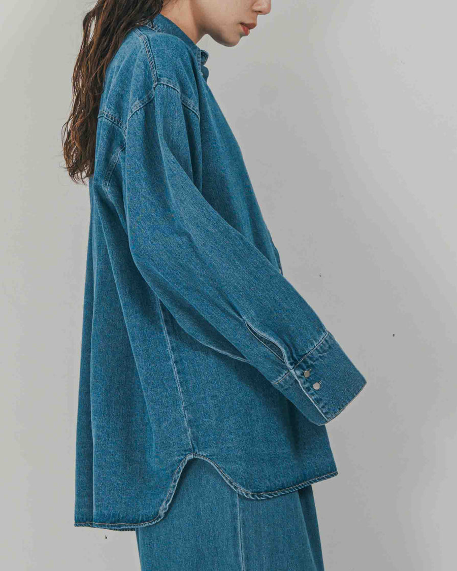［SET］Airy Denim オーバーシャツ + Airy Denim ワイドパンツ（2SET）