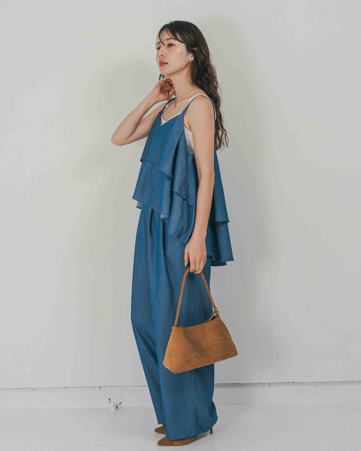 ［SET］デニムライク　ティアードキャミ + デニムライク　タックパンツ（2SET）