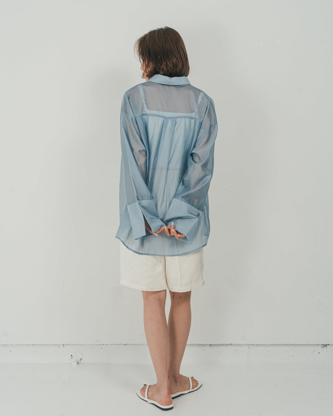 ［SET］Clear Sheer オーバーシャツ + Vintageサテン　ハーフパンツ（2SET）