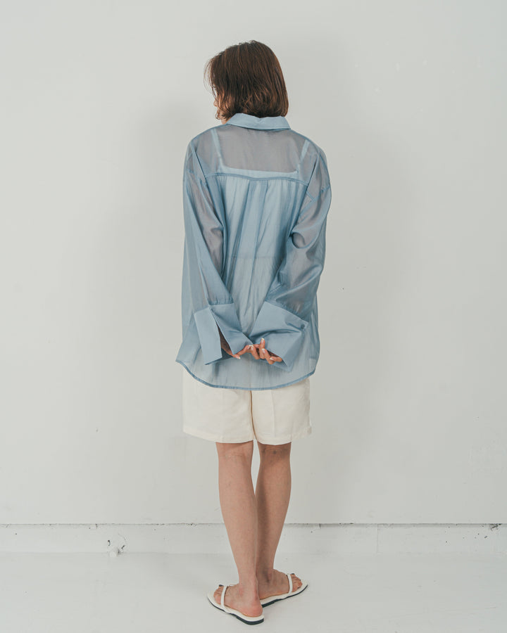 ［SET］Clear Sheer オーバーシャツ + Vintageサテン　ハーフパンツ（2SET）