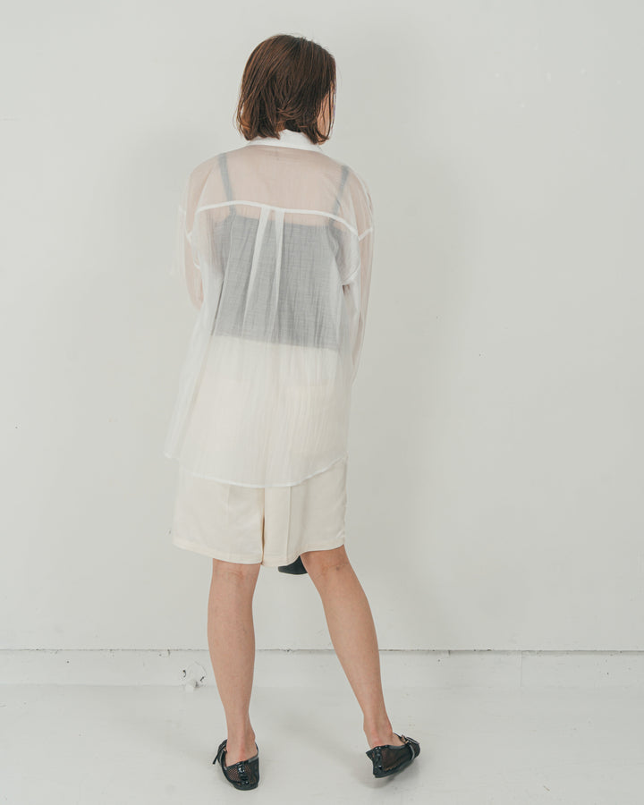 ［SET］Clear Sheer オーバーシャツ + Vintageサテン　ハーフパンツ（2SET）