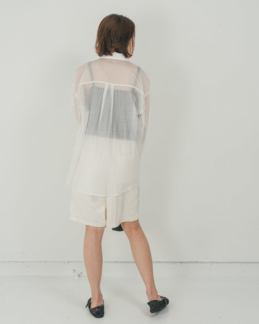 ［SET］Clear Sheer オーバーシャツ + Vintageサテン　ハーフパンツ（2SET）