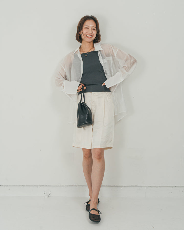 ［SET］Clear Sheer オーバーシャツ + Vintageサテン　ハーフパンツ（2SET）