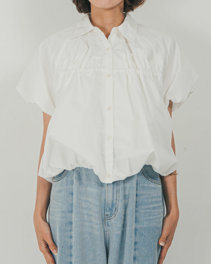 バルーンShirringハーフスリーブシャツ