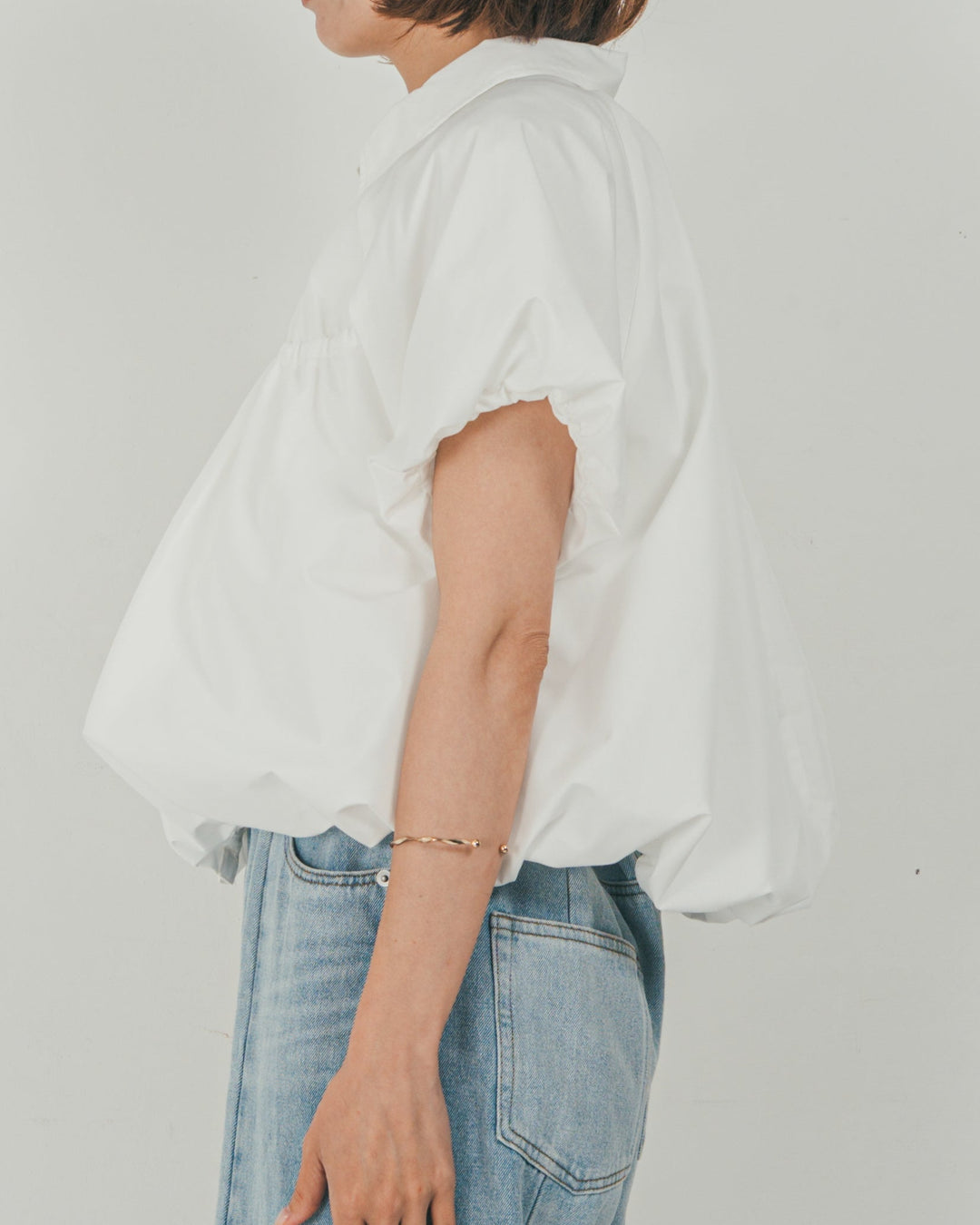バルーンShirringハーフスリーブシャツ