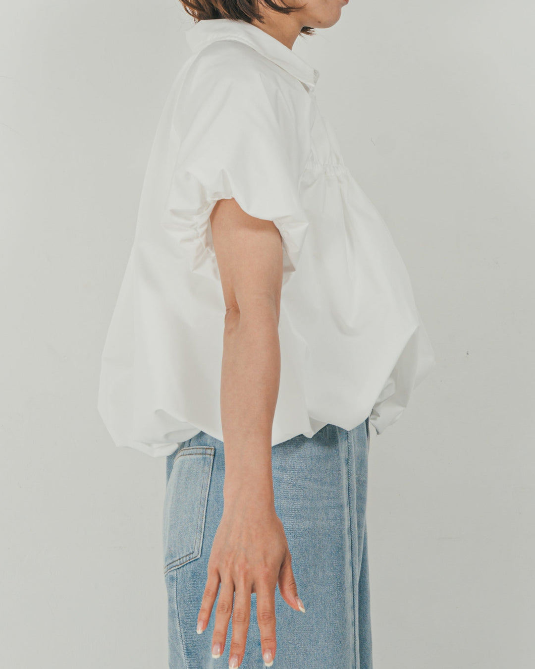 バルーンShirringハーフスリーブシャツ