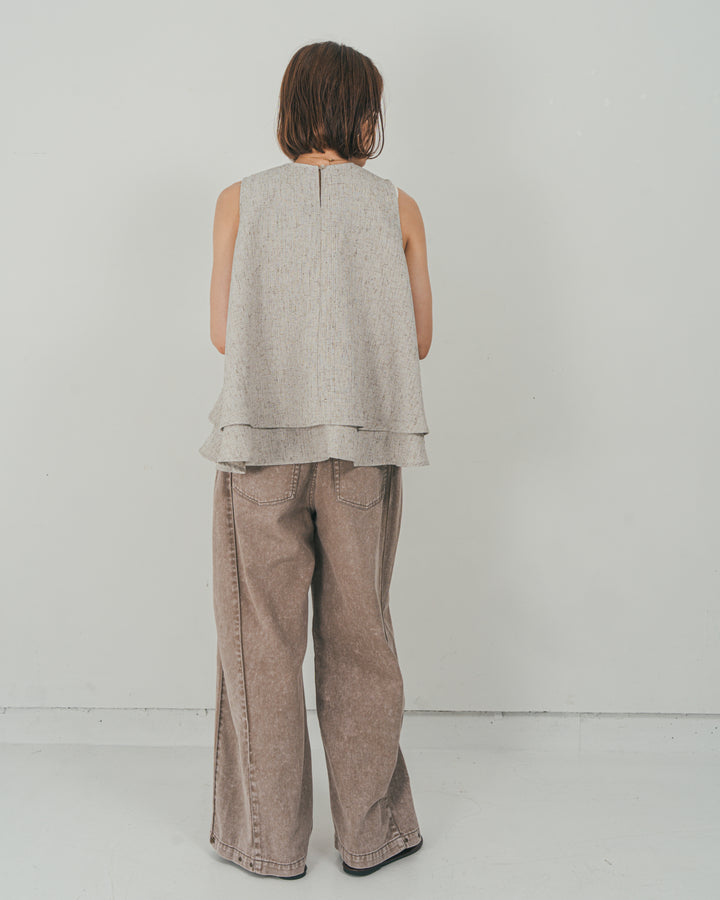 ［SET］Tweedノースリティアードタンクトップ + 10oz サイドタック リラックスデニムパンツ（2SET）