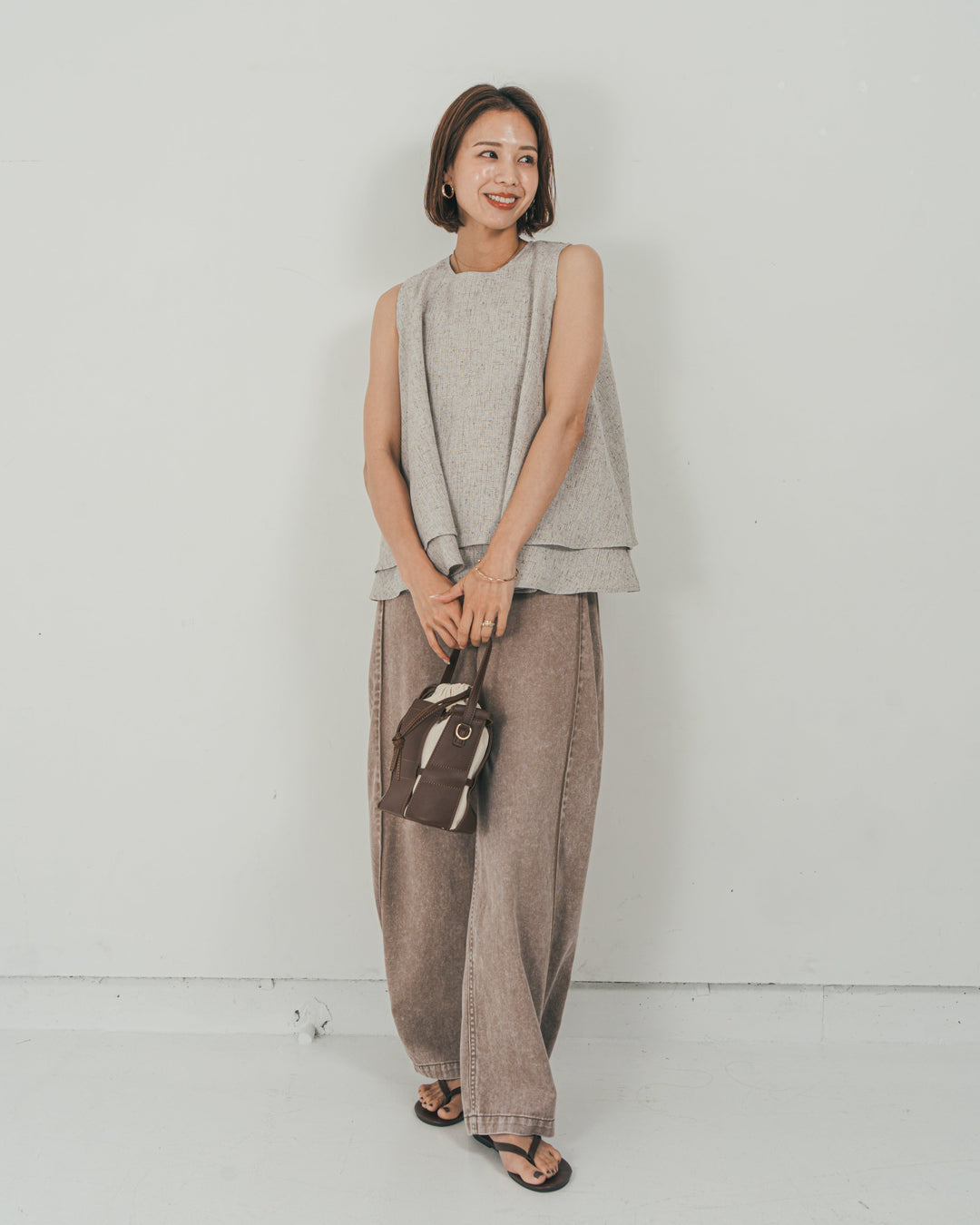 ［SET］Tweedノースリティアードタンクトップ + 10oz サイドタック リラックスデニムパンツ（2SET）