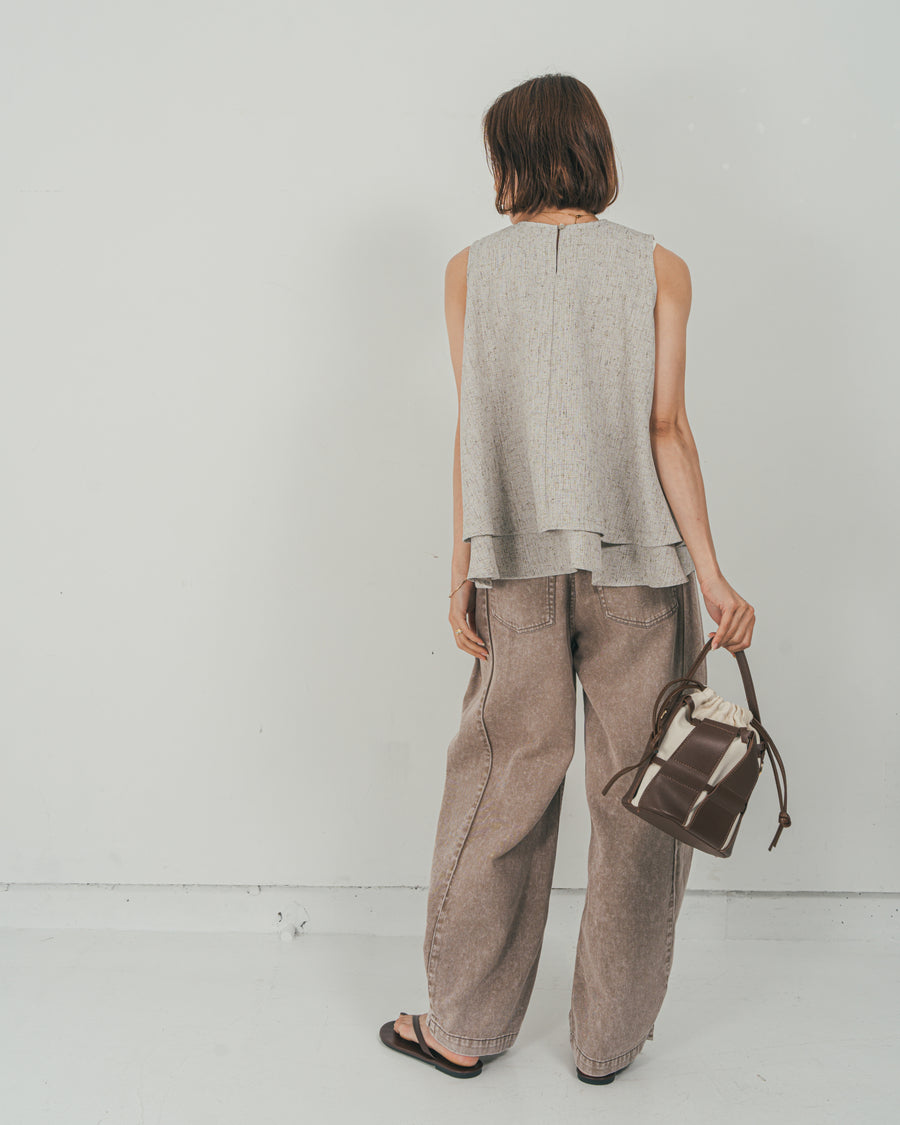 ［SET］Tweedノースリティアードタンクトップ + 10oz サイドタック リラックスデニムパンツ（2SET）