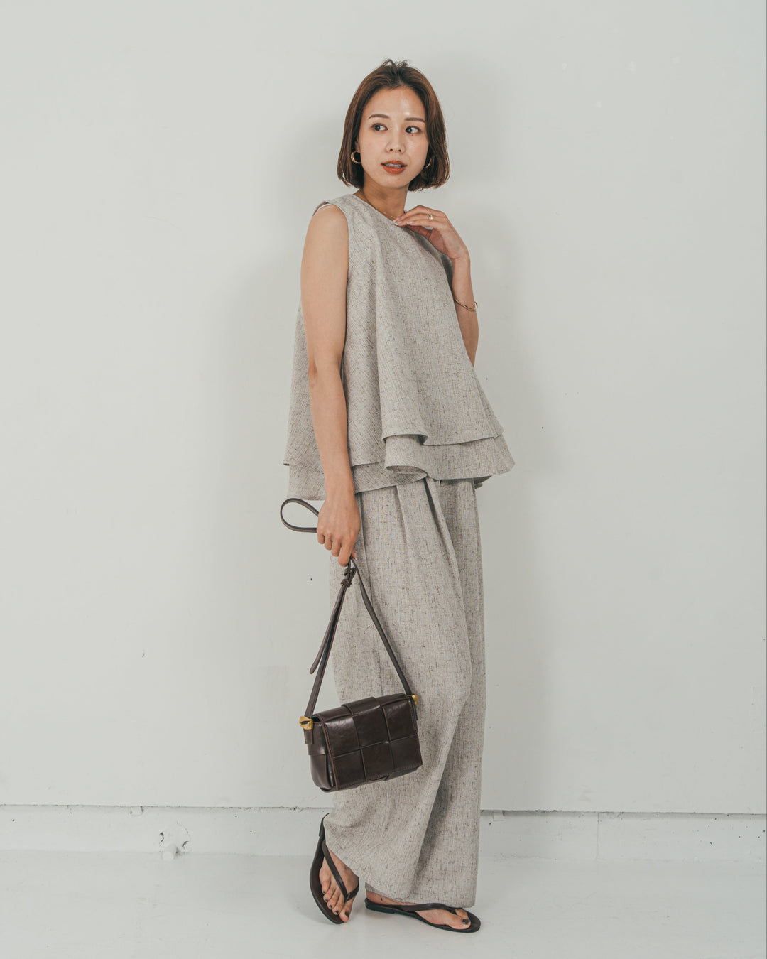 Tweedダブルタックパンツ