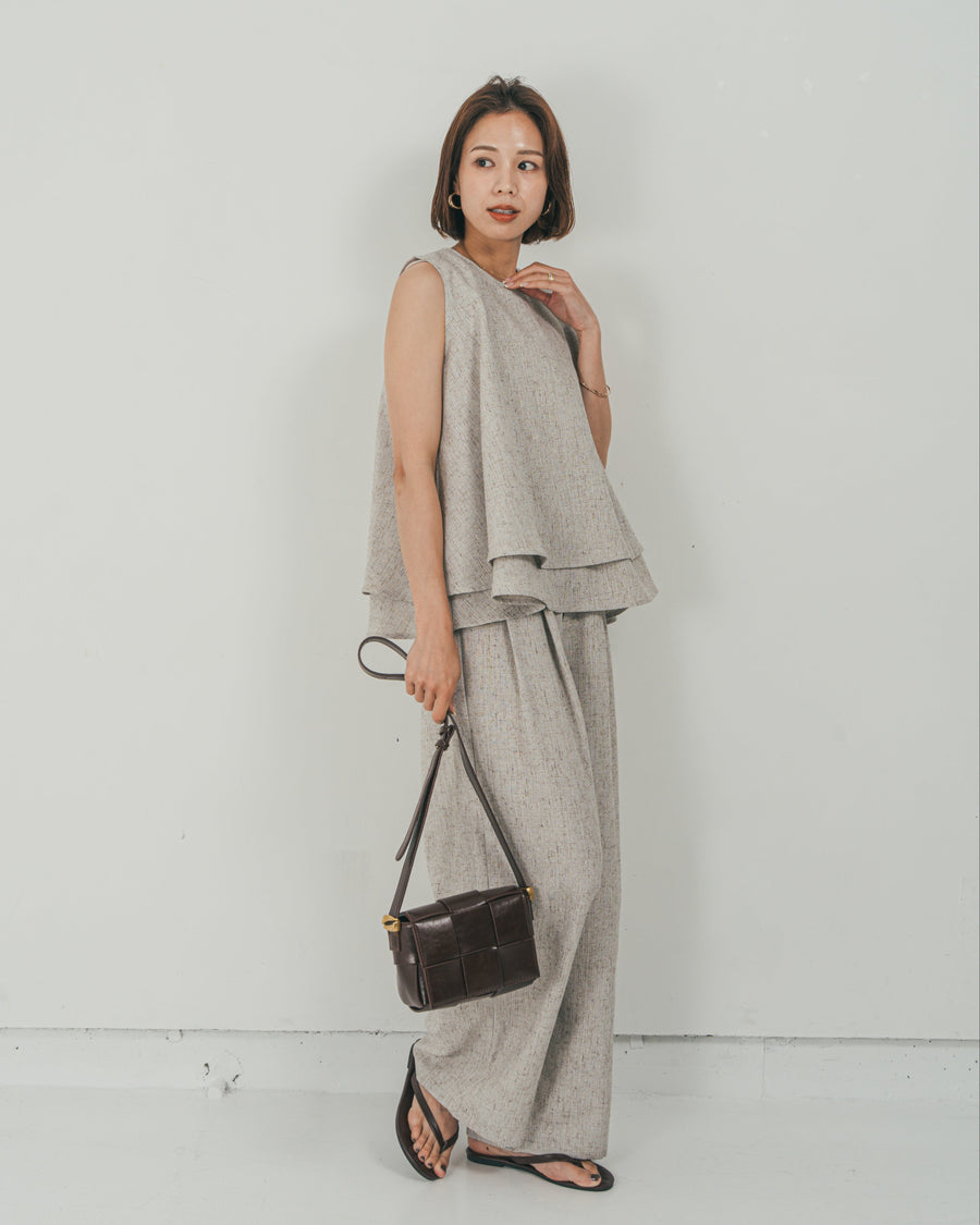Tweedダブルタックパンツ