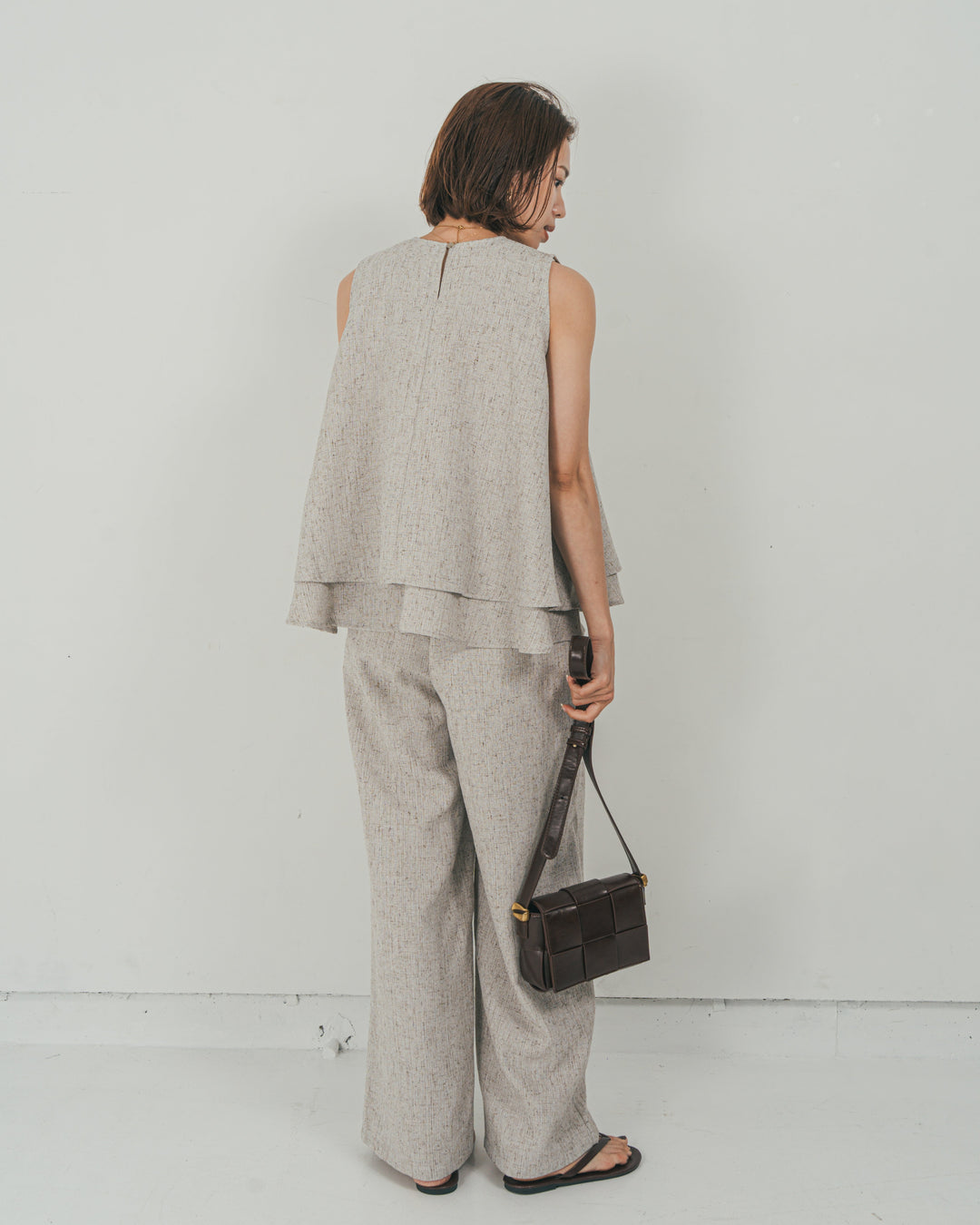 ［SET］Tweedノースリティアードタンクトップ + Tweedダブルタックパンツ（2SET）