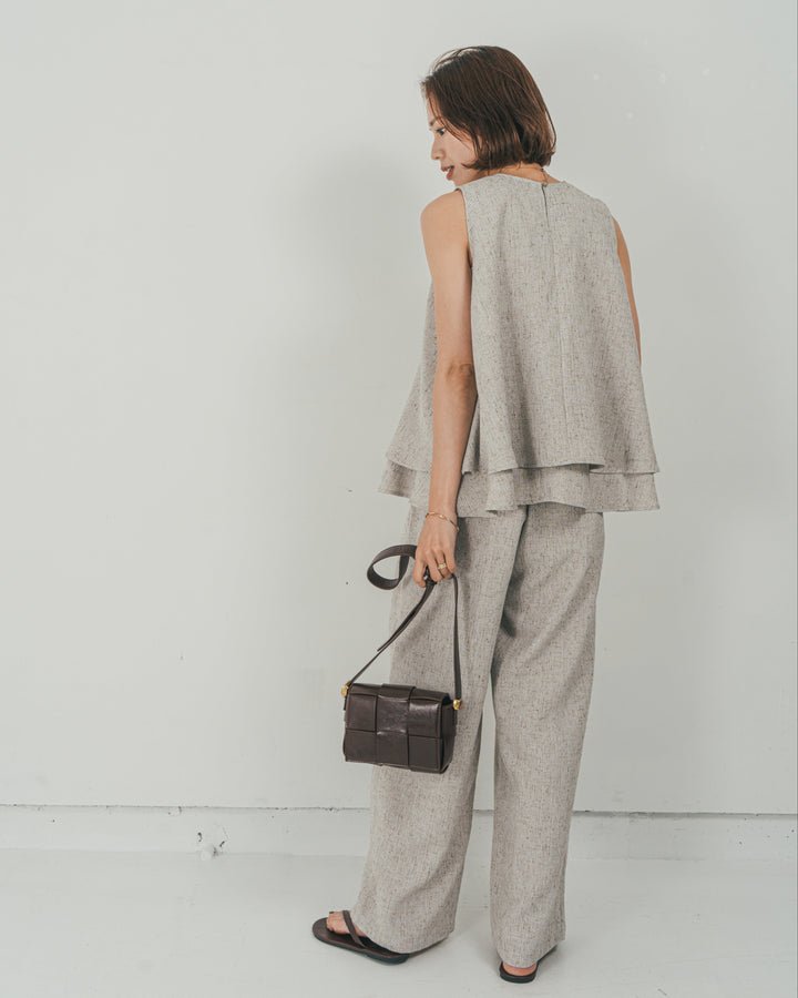 ［SET］Tweedノースリティアードタンクトップ + Tweedダブルタックパンツ（2SET）