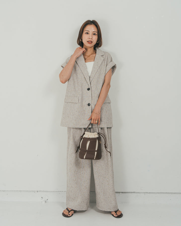 ［SET］Tweedテイラードジレ + Tweedダブルタックパンツ（2SET）