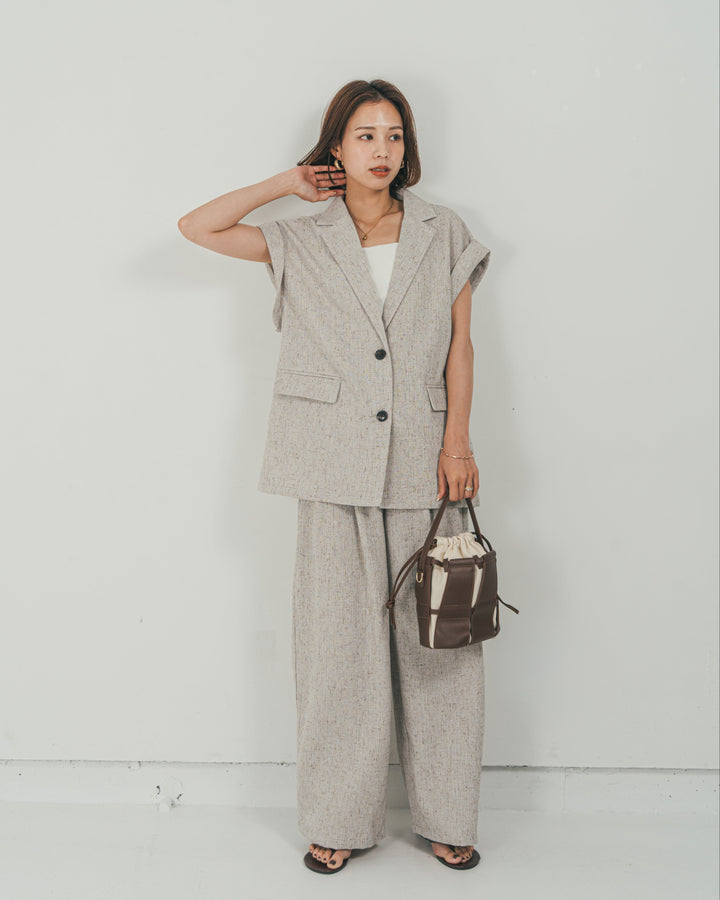 ［SET］Tweedテイラードジレ + Tweedダブルタックパンツ（2SET）