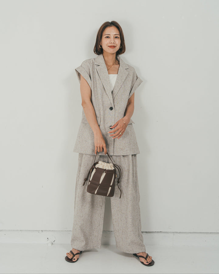 ［SET］Tweedテイラードジレ + Tweedダブルタックパンツ（2SET）