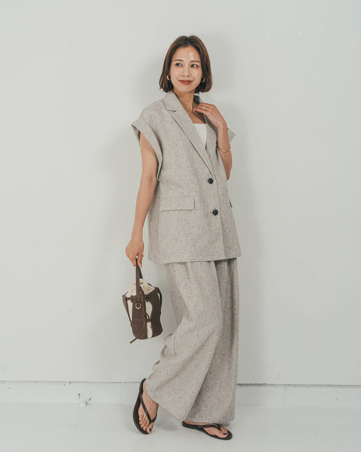 ［SET］Tweedテイラードジレ + Tweedダブルタックパンツ（2SET）
