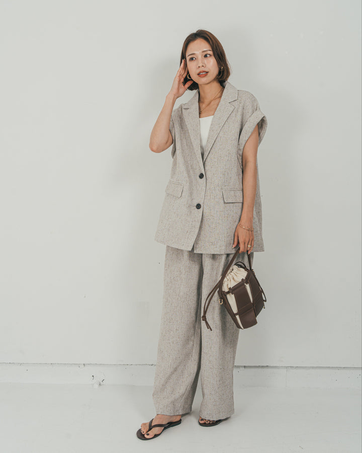 ［SET］Tweedテイラードジレ + Tweedダブルタックパンツ（2SET）